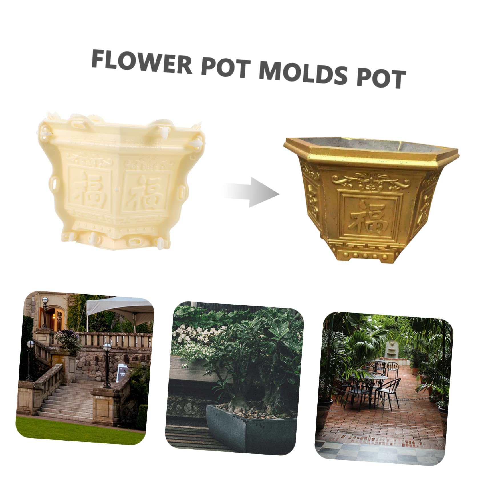 Amazon.co.jp: ORFOFE 植木鉢型 六角形コンクリート鉢型 盆栽